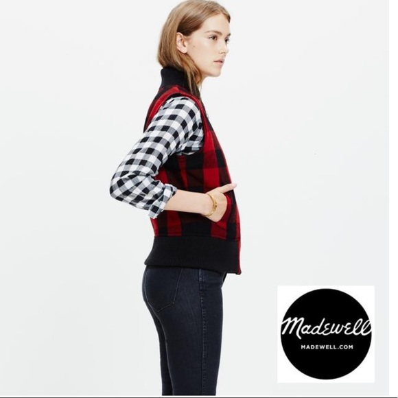 Madewell Buffalo Check Sherpa Lined Vest - Picture 2 of 2